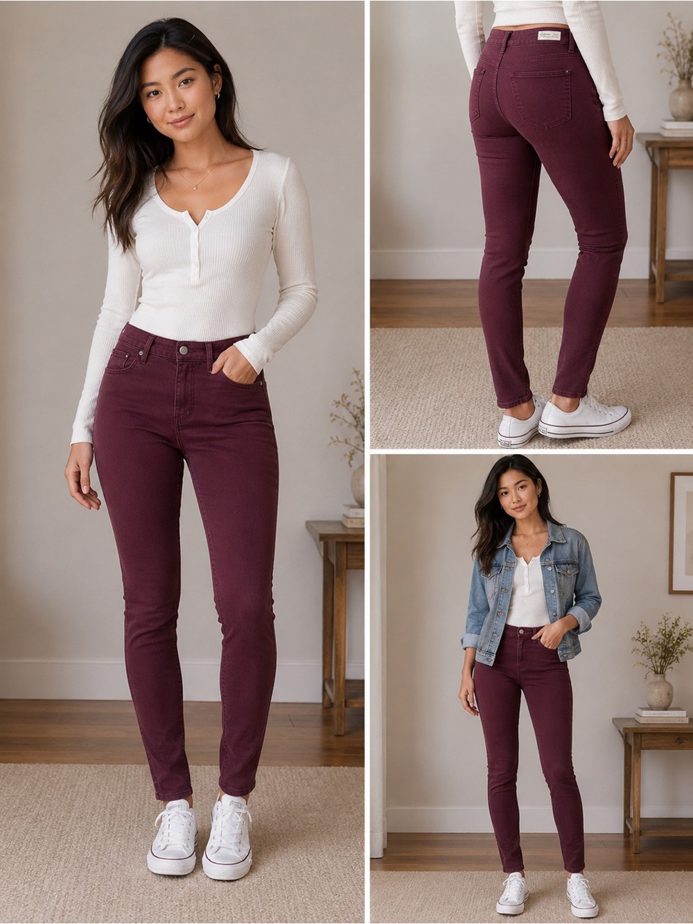Gap 1969 Curvy True Skinny Jeans 27R Plum Burgundy Mid Rise